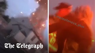 Panicked Russian soldiers run from Ukrainian airstrike [upl. by Previdi156]