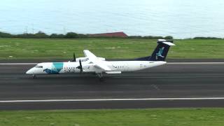 SATA Azores  Dash 8 Q400 takeoff  Funchal Madeira 28102014 [upl. by Fleur]