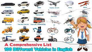 100 Different Types of Vehicles in English [upl. by Amick]