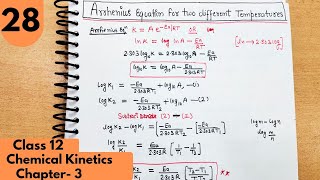 28 Arrhenius equation for two rate constants graph of Arrhenius equation Chemical kinetics class12 [upl. by Etteniuq]