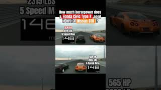 How much horsepower does a Honda Civic Type R need to beat a Nissan GTR [upl. by Eadrahs]