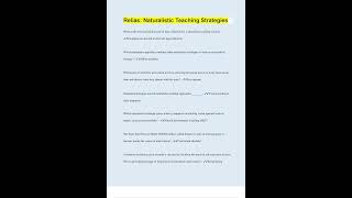 RELIAS NATURALISTIC TEACHING STRATEGIES QUESTIONS WITH 100 CORRECT ANSWERS VERIFIED UPDATED 2023 [upl. by Lohman]