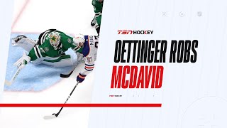 Must See Oettinger has save of the playoffs contender robbing McDavid with his stick [upl. by Aihseya]