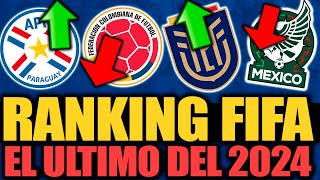 ULTIMO RANKING FIFA del 2024 Ecuador ASCIENDE y HUNDE a Colombia Paraguay la REVELACIÓN ¿Y México [upl. by Jobie]