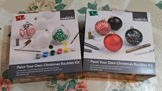 Crelando Paint Your Own Christmas Baubles Kit from Lidl  review and painting [upl. by Aicnelav765]