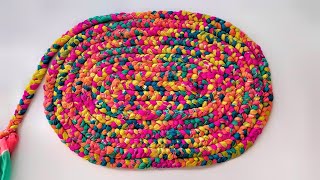 Easy rug making at home Diy doormat ideas Colorful floormat Braided rug Home Creativity 🌼 [upl. by Kravits]