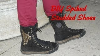 Upcycle your shoes  DIY spiked studded sneakers DIY Nieten Schuhe [upl. by Dlareme469]