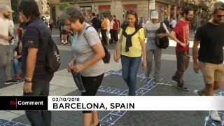 Manifestación de independentistas catalanes contra el rey Felipe VI [upl. by Idoux]