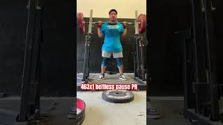 463x1 beltless squat PR powerlifting squat domore [upl. by Ycaj]