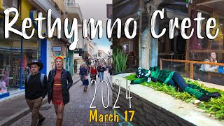 Rethymno Crete walking tour 4k Carnival Greece 2024 [upl. by Emorej]