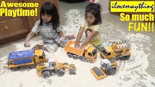 Toy Channel Construction Trucks at the Construction Site Playtime Toy Trucks Crashing Play [upl. by Krutz]