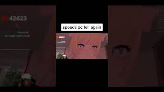 Speeds PC falls on him again 😭 gamergirl gaming gamingvideos ishowspeed gamers vr [upl. by Zeuqirdor]