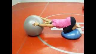 Childs Pose Stretch and Balance on Bosu and Stability Ball  Bounce Boot Camp Exercises [upl. by Enyrhtak]