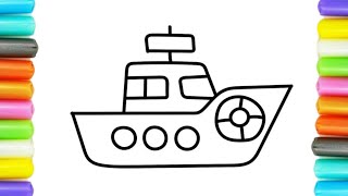 Coloring and Painting a Yacht ⛵😍⛵ Easy Boat Drawing Tutorials For Kids and Toddlers [upl. by Armelda]