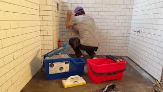 Grout cleaning SquEasy system vs standard washboy 720p [upl. by Opiak]