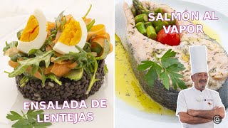 ENSALADA de LENTEJAS y SALMÓN al VAPOR  Cocina Abierta de Karlos Arguiñano [upl. by Nilkoorb]