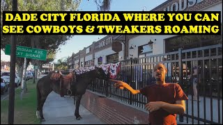 Dade City FLORIDA where you can see TWEAKIN PEDESTRIANs amp A HORSE parked at the bar on the sidewalk [upl. by Corilla340]