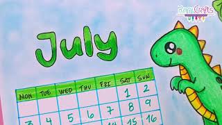 DIY  July Calendar  Bullet journal decoration organization ideas [upl. by Sola]