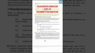 Delhi School Admission 202526 Delhi Nursery Admission Documents delhi primary nursery forms [upl. by Cheslie]