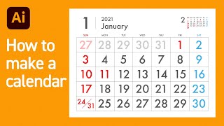 【Illustrator Tutorial】How to make a Calendar（カレンダーの作り方） ｜Adobe Illustrator CC 2020 [upl. by Limay]