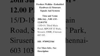 Freshers Walkin  Embedded Hardware amp Firmware Signals And Systems [upl. by Ferna785]