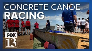 Universities compete in national concrete canoe championship at Utah Lake State Park [upl. by Yntruoc]