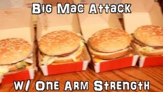 McDonalds BIG MAC ATTACK Fastest to 4 VS One Arm Strength CHALLENGE EP 7 [upl. by Mikey51]