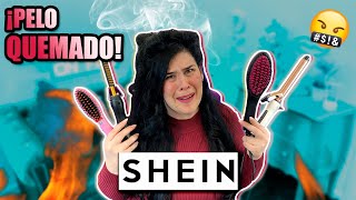 Mi PELO ON FIRE literalmente 😫 cepillos alisadores y rizadores de SHEIN ¡A PRUEBA Mini AD [upl. by Ashien]