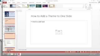 How to Apply a Theme to One Slide Using PowerPoint 2013 MAC and PC [upl. by Hemminger]