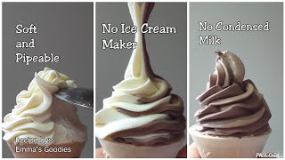 SOFT SERVE ICE CREAM  PIPEABLE  NO MACHINE  NO CONDENSED MILK [upl. by Clyte]