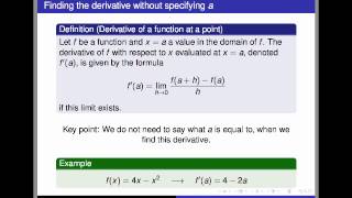 Screencast 141 Quick review  The Derivative Function [upl. by Lattie]