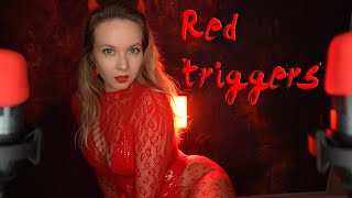 ASMR Red triggers 💝 Red mood for Christmas 🎁 [upl. by Atilek682]