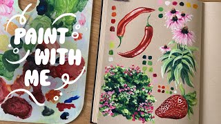 how to paint vibrant sketchbook illustrations 🌶️ gouache tutorial  beginner friendly [upl. by Philender]