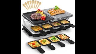 1300W Tabletop Raclette Non Stick Grill Plate and Cooking Stone with 8pc Grill Set [upl. by Rickart]