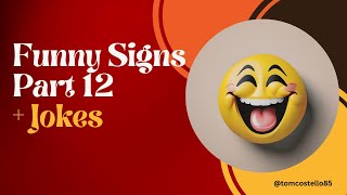 Enjoy a slideshow of humorous signs along with two jokes delivered by AI characters [upl. by Sharla]