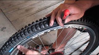 Replacing old bicycle tires with anti puncture tires [upl. by Aidil111]