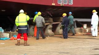 LAUNCH of ferry Lochinvar at Ferguson Shipbuilders Port Glasgow [upl. by Nylatsirk]