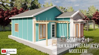 PREFABRİK EV MODELLERİ VE FİYATLARI  50m2  21 Tek Katlı Prefabrik Konut [upl. by Grassi]