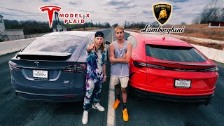 Lamborghini Urus vs Tesla Model X Plaid  DRAG RACE [upl. by Ennirak]