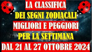 La Classifica dei Segni Zodiacali Migliori e Peggiori per la Settimana dal 21 al 27 Ottobre 2024 [upl. by Naic578]