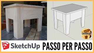 SketchUp progetto PASSO per PASSO di uno sgabello  Fai da te falegnameria e lavorazione del legno [upl. by Maryellen141]