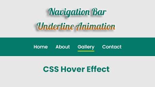 CSS Underline Animation Navbar  CSS Navigation Menu Bar [upl. by Stoll]