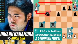 Hikaru Nakamura Sacrificed his Rook Brilliantly against Anish Giri  Airthings Masters 2020 [upl. by Arias]