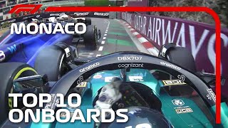 Stroll Gets Squeezed Perez Crashes And The Top 10 Onboards  2023 Monaco Grand Prix  Qatar Airways [upl. by Elleivap]