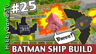 Minecraft BATMAN SPACESHIP Bat Copter HobbyKids Build Turn HobbyPig Into BACON HobbyGamesTV [upl. by Malanie]