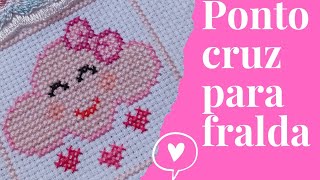 🩷💙PONTO CRUZ para fralda de boca 👧🧒 gráficos ponto cruz para fralda de bebê 👼 [upl. by Dlonra843]