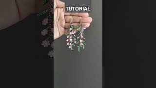 Branch with flowers beaded earring Tutorial fringe bead earrings diy [upl. by Susie344]