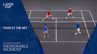 Alcaraz Zverev Shelton amp Fritz at the Net  Laver Cup 2024 [upl. by Islaen]