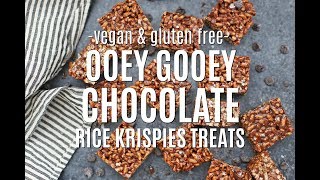 Ooey Gooey Chocolate Rice Krispies Treats Gluten Free Vegan [upl. by Odawa832]