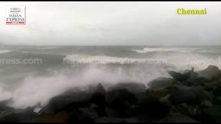 Cyclone Gaja Heavy winds hit Chennai beaches [upl. by Muncey933]